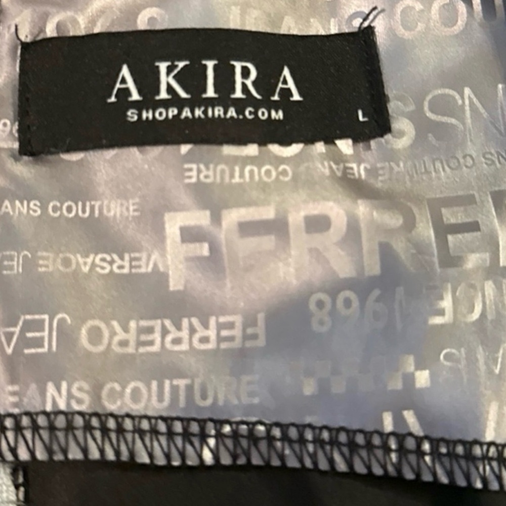 AKIRA Silver and Black Text Print Satin Corset Tank Top - Picture 4 of 4